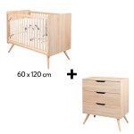 Chambre sixties duo : lit 60 x 120 + commode