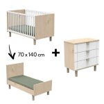 Chambre solne duo : lit bb volutif 70x140 + commode