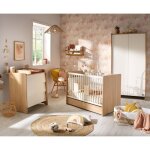 Chambre vanille trio : lit b�b� 70x140 �volutif + commode + armoire