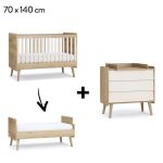 Chambre vintage fresh : lit �volutif b�b� 70x140 + commode + plan � langer