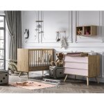 Chambre vintage duo: lit b�b� �volutif 70 x 140 cm + commode