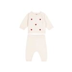 Ensemble 2 pi�ces en tricot et c?urs brod�s