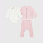 Ensemble 3 pi�ces b�b� imprim� c?urs et fleurs et body brod�