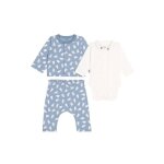 Ensemble 3 pi�ces b�b� imprim� ours et son body brod� au col