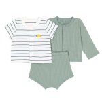Ensemble naissance trois pi�ces en coton et t - shirt ray� citron