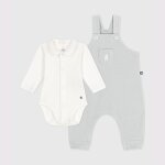Ensemble salopette b�b� en coton uni et d�tails raffin�s