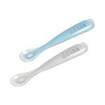 Lot de 2 cuill�res 1er �ge en silicone + boite de transport