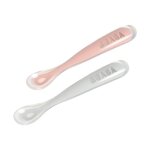 Lot de 2 cuill�res 1er �ge en silicone + boite de transport