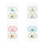 Lot de 2 sucettes silicone nuit 18m +
