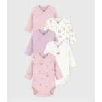 Lot de 5 bodies b�b� crois�s manches longues en coton