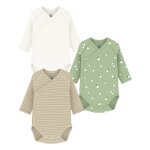 Lot de bodies croiss manches longues en coton imprim bb