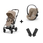 Pack duo eezy almond beige : poussette eezy s twist + 2 + si�ge auto cloud g + adaptateurs