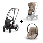 Pack duo epriam noir / beige : poussette epriam 2 + pack si�ge + si�ge auto cloud t