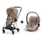 Pack duo mios noir / beige : poussette mios 3 + pack si�ge + si�ge auto cloud t