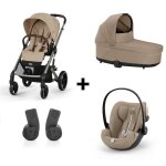 Pack trio balios almond beige : poussette balios s lux 3 + nacelle cot s lux + si�ge auto cloud g + adaptateur ...