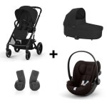 Pack trio balios noir : poussette balios s lux 3 + nacelle cot s lux + si�ge auto cloud g + adaptateurs ...
