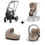 Pack trio epriam noir / beige : poussette epriam 2 + nacelle lux + pack si�ge + si�ge auto cloud t