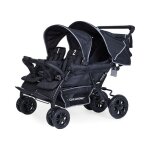 Poussette quadruple avec frein auto + housse de pluie + pare - soleil