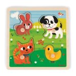 Puzzle bois tactile premiers animaux 4 pices