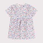 Robe b�b� en coton manches courtes imprim�e � fleurs
