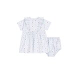 Robe b�b� en coton manches courtes imprim�e avec son bloomer