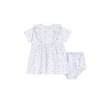 Robe b�b� en coton manches courtes imprim�e avec son bloomer