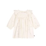 Robe b�b� en velours c�tel� manches longues brod�e