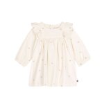 Robe b�b� en velours c�tel� manches longues brod�e