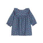 Robe b�b� en velours c�tel� manches longues imprim�e pommes