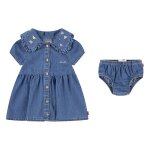 Robe col brod� en denim