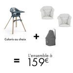 Offre stokke : chaise clikk + 2 coussins + sac de transport � 159?