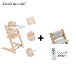 Offre stokke : coussin offert pour l'achat d'un pack tripp trapp (chaise + baby set + plateau)