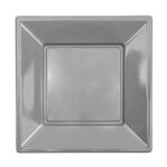 Destockage, lot de 12 petites assiettes carres plastique 18cm, gris