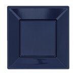 Destockage, lot de 12 petites assiettes carres plastique 18cm, marine