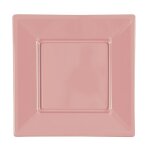 Destockage, lot de 12 petites assiettes carres plastique 18cm, rose