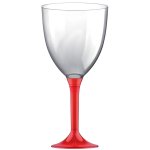 20 grands verres à eau, pied translucide rouge 20 grands verres à eau, pied translucide rouge