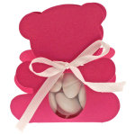 Ballotin ourson avec plexi, fuchsia