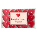 Boite de 15 bougies chauffe - plat coeur, rouge Boite de 15 bougies chauffe - plat coeur, rouge