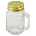 Boite de 24 mini - chopes en verre avec couvercle m�tal 7, 4cm