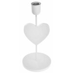 Bougeoir coeur bois / m�tal 22cm blanc