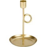 Bougeoir loopy m�tal or sur socle 16, 5cm