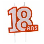 Bougie anniversaire blanc / rouge 18 ans