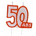 Bougie anniversaire blanc / rouge 50 ans