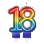Bougie balloon multicolore avec mches, 18 ans