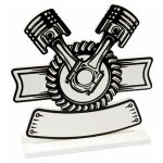 Centre de table pistons moteur 13cm en bois noir / blanc