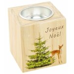 Chaks 10023, bougeoir cube bois photoprint faon / sapin joyeux noël 7cm Chaks 10023, bougeoir cube bois photoprint faon / sapin joyeux noël 7cm