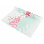 Chaks 1016, chemin de table romance ligne flamants roses, rose et vert 5m