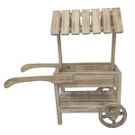 Chaks 10199, chariot 2 niveaux avec toit en bois sur roues 61 cm
