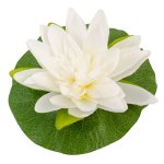 Chaks 10398 - 00, grande fleur de lotus artificielle sur feuille, blanc