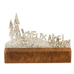 Chaks 10485, centre de table joyeux nol avec sapins en bois et mtal 20cm